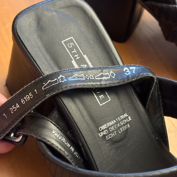 👡SAKS Fifth Avenue Black Leather Block heel Slingbacks. Size 37. ✨Host Pick✨ - Picture 10 of 12